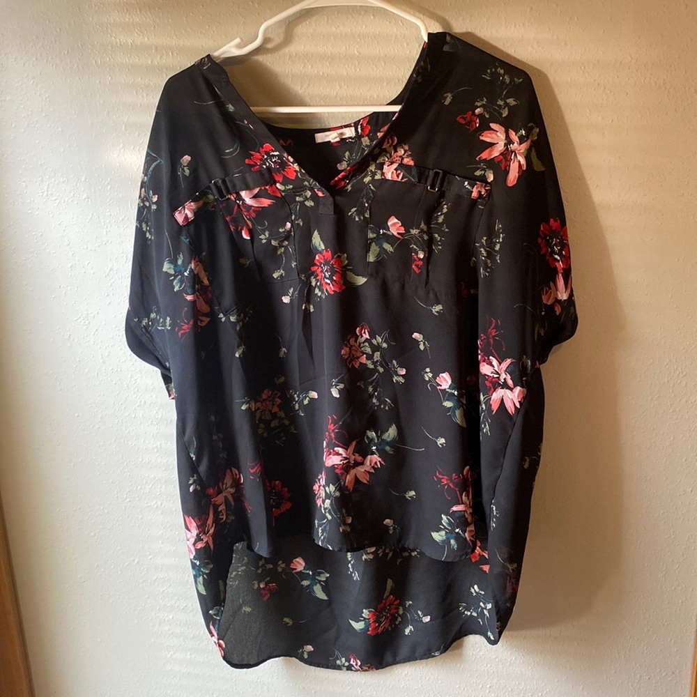 Black blouse with flowers